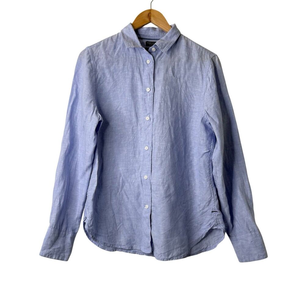 J Crew Baird McNutt Irish Linen Shirt Womens Size 6 Slim Light Blue Button Down